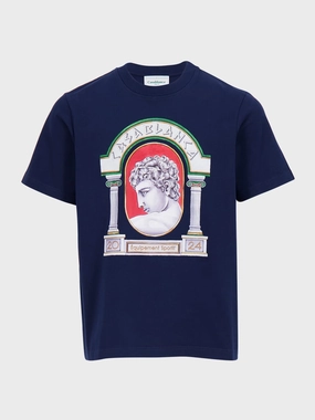 Navy La Medaille Printed T-Shirt Tops Mens - flannel shirts