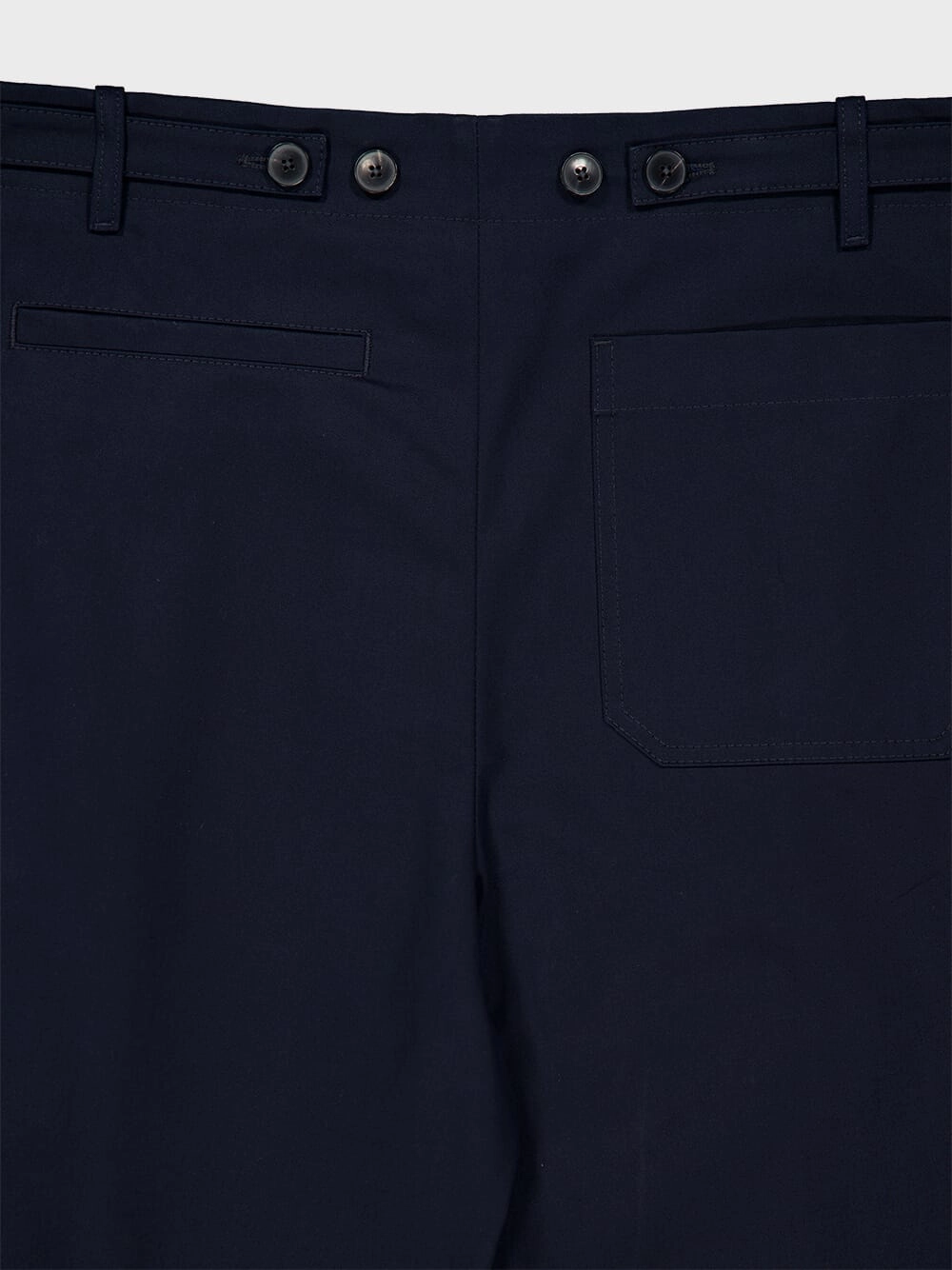 Navy Pleat-Detail Cotton Chinos