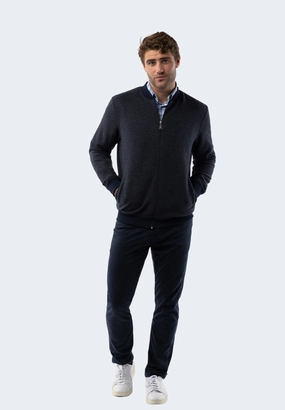Navy Waffle Stripe Full Zip Knit chunky knit discount
