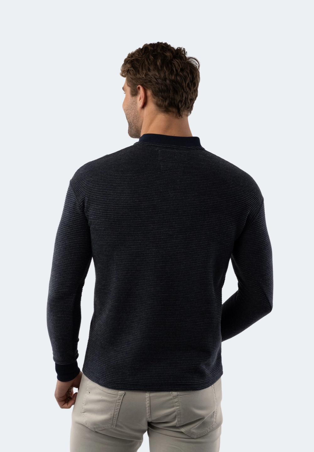 Navy Waffle Stripe Quarter Zip