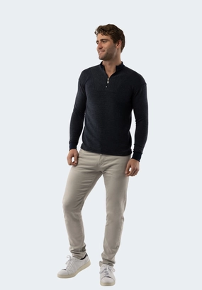 Navy Waffle Stripe Quarter Zip chunky knit discount