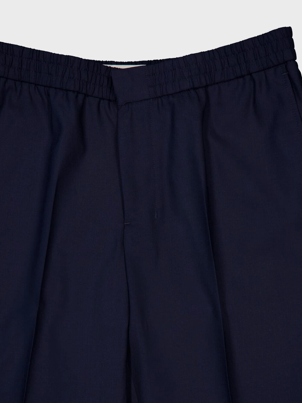Navy Wool Elasticated Waist Trousers