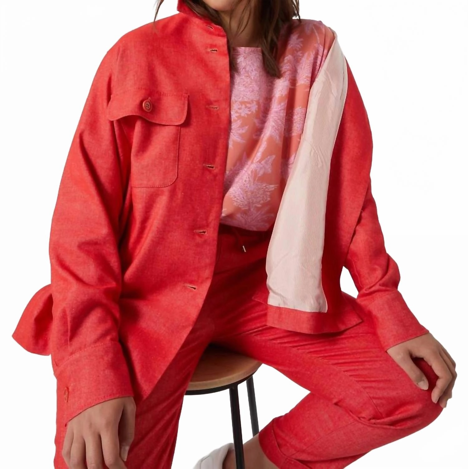 Nazione Crepe De Chine Blouse In Orange