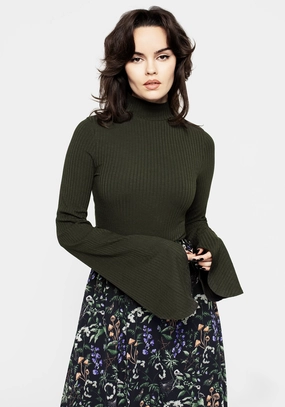 Nectar High Neck Flared Sleeve Top Tops Womens - women's blouses clearance