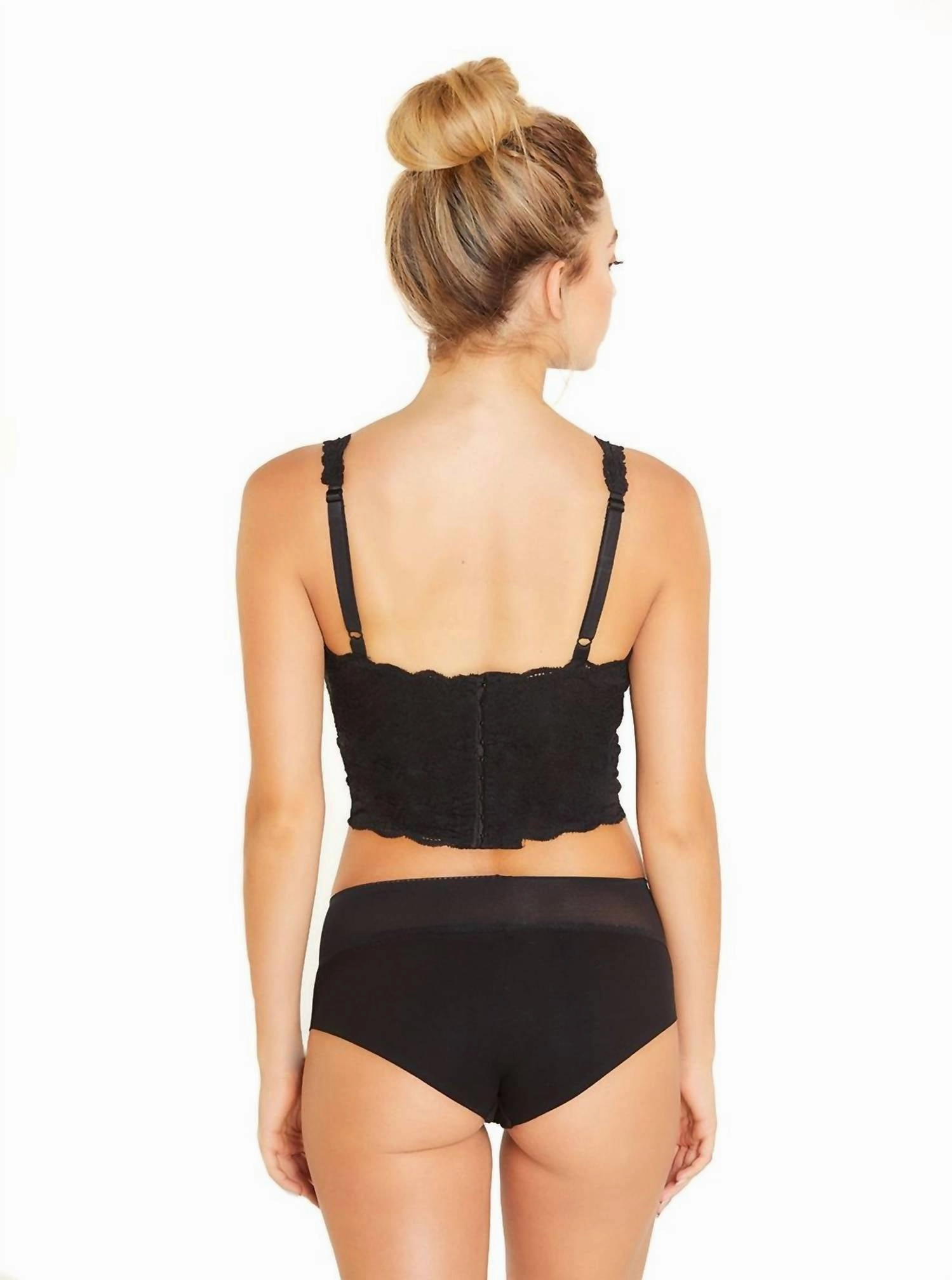 Never Say Never Curvy Plungie Longline Soft Bralette In Black