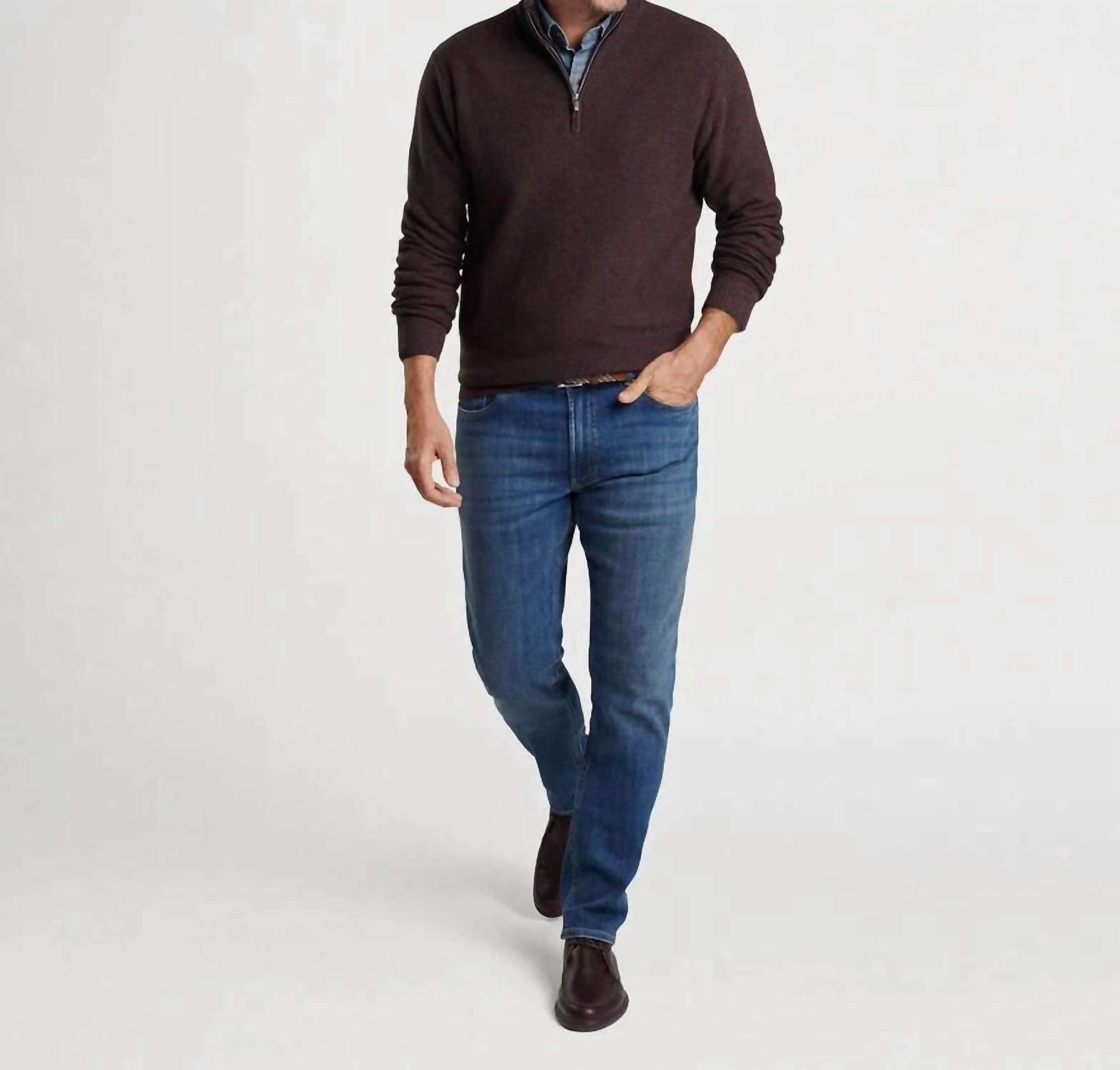 Nevis Twisted Quarter Zip Sweater In Midnight Canopy turtleneck sweaters sale