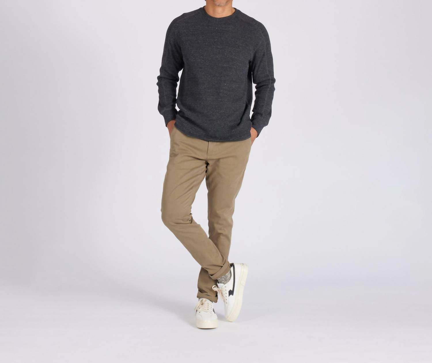 New Spencer Waffle Crew In Charcoal