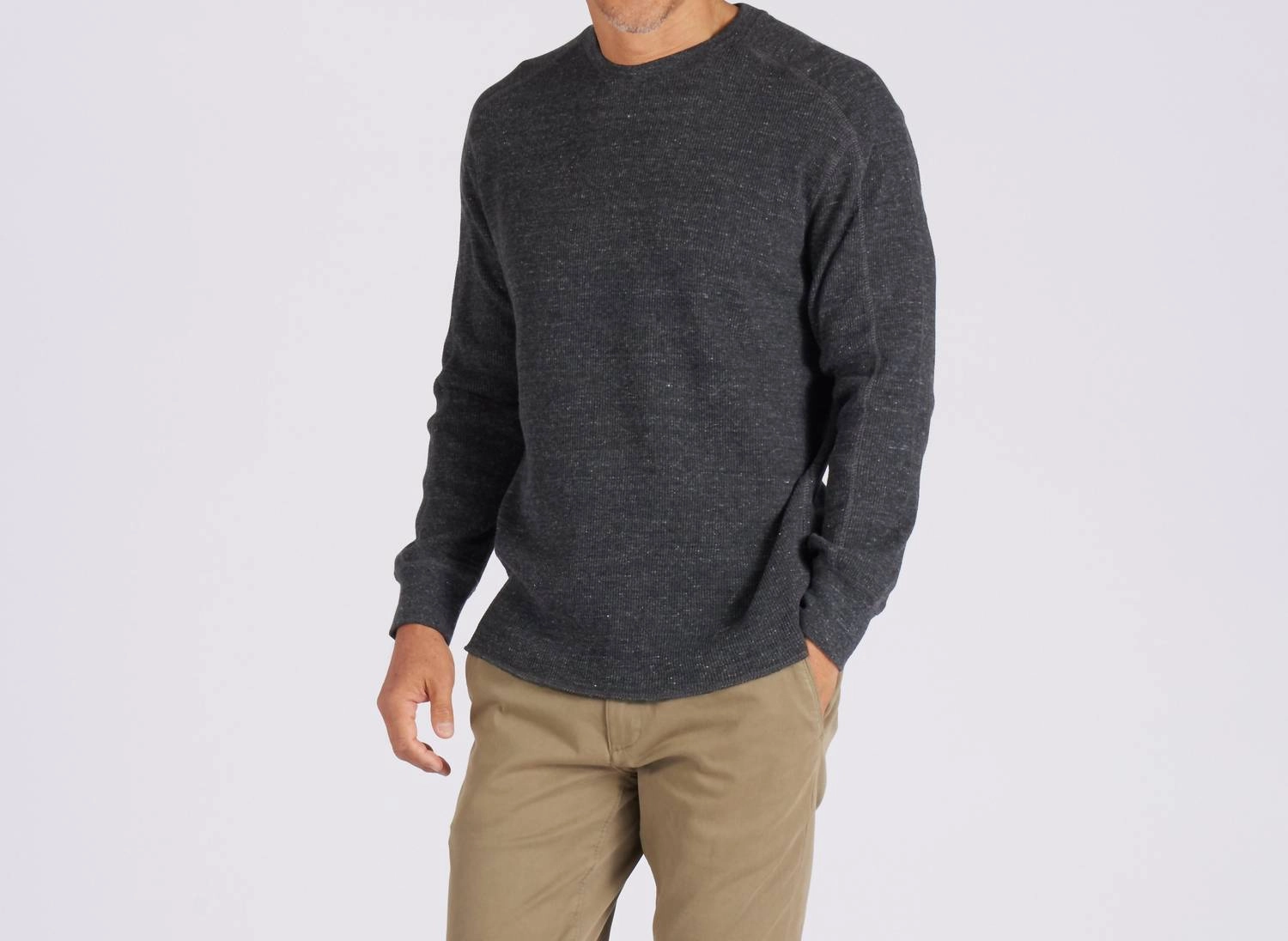 New Spencer Waffle Crew In Charcoal