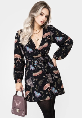 Nightmoth Mini Wrap Dress Dresses Womens - women's dresses clearance