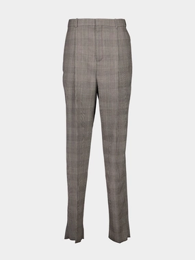 Noir et Marron Prince of Wales Wool Pants Bottoms Mens - cheap mens shorts online