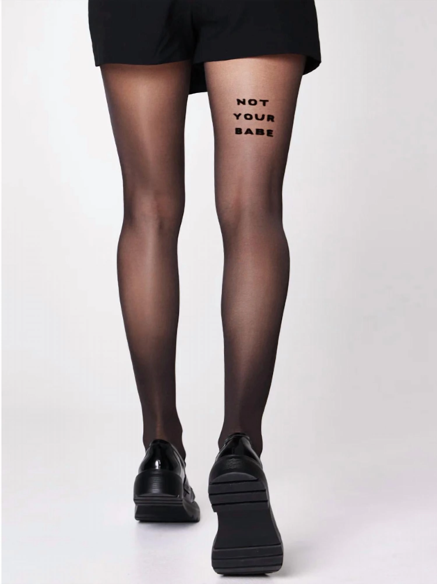 Not Your Babe Statement Tights In Black