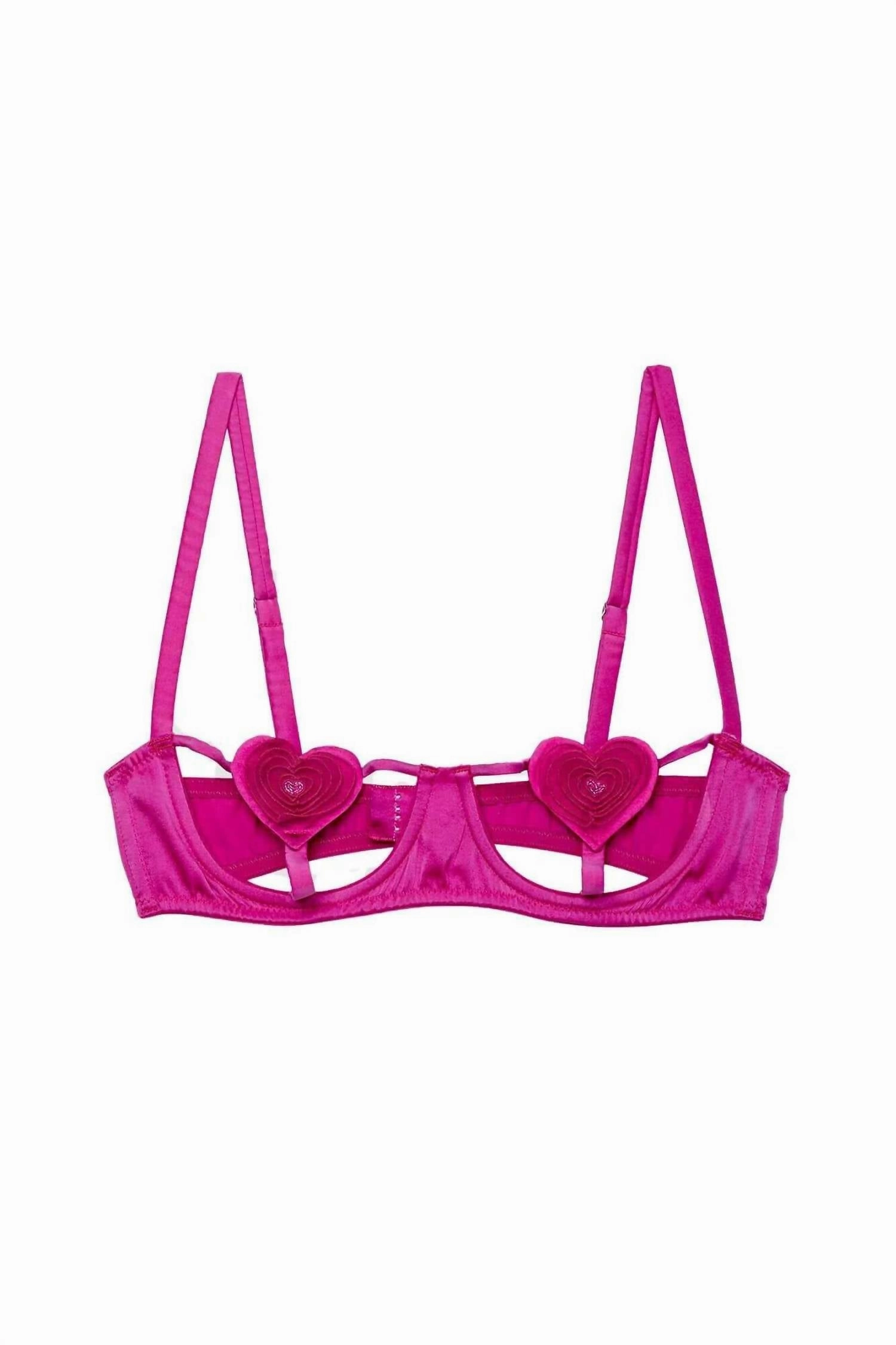Novelty Heart Bra In Ultra Pink
