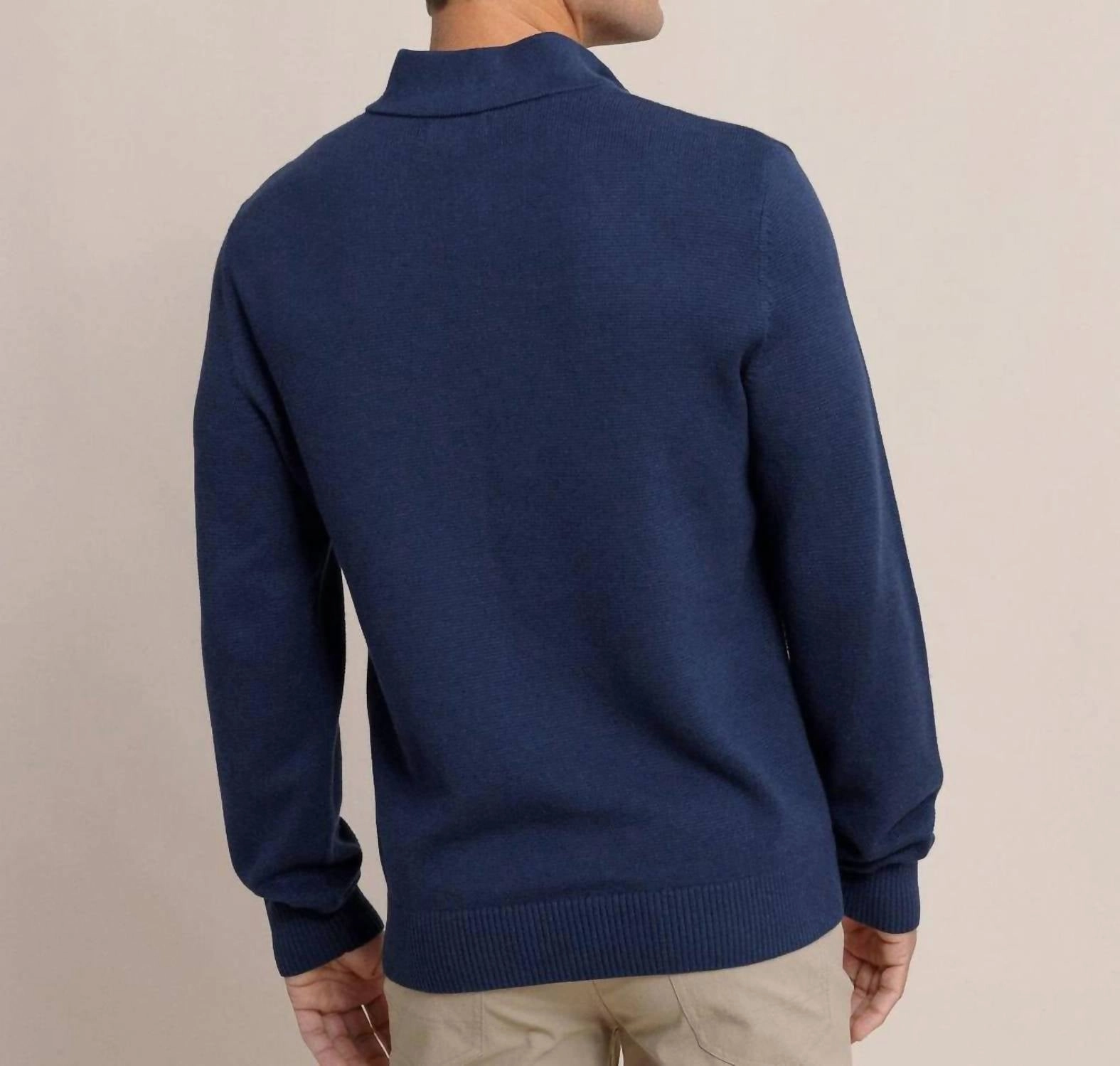 Oakatie Quarter Zip Sweater In Heather Dress Blue