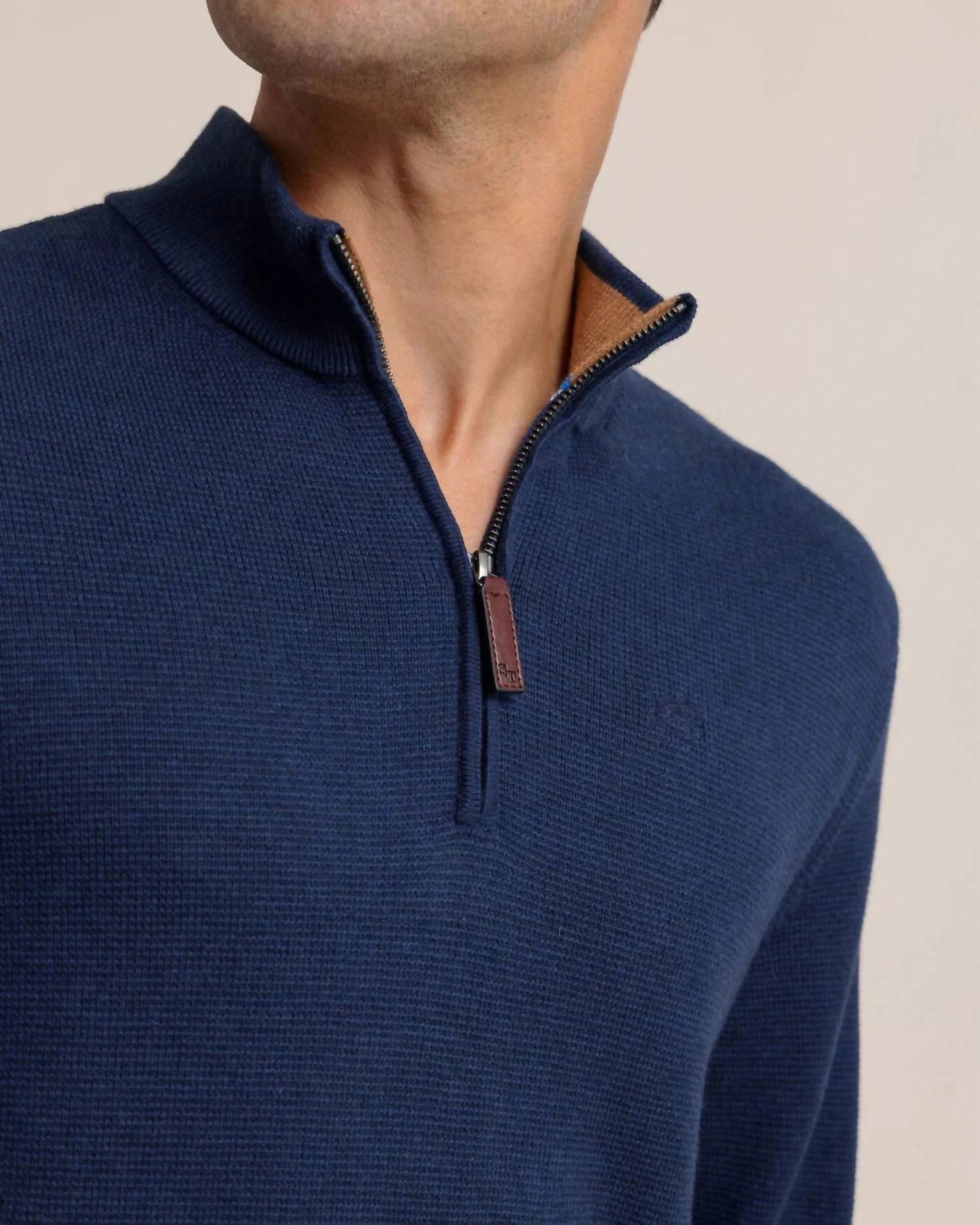 Oakatie Quarter Zip Sweater In Heather Dress Blue