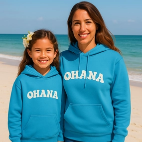 Ohana Matching Hoodies Hawaiian Blue Holiday Collection - vacation wear sale