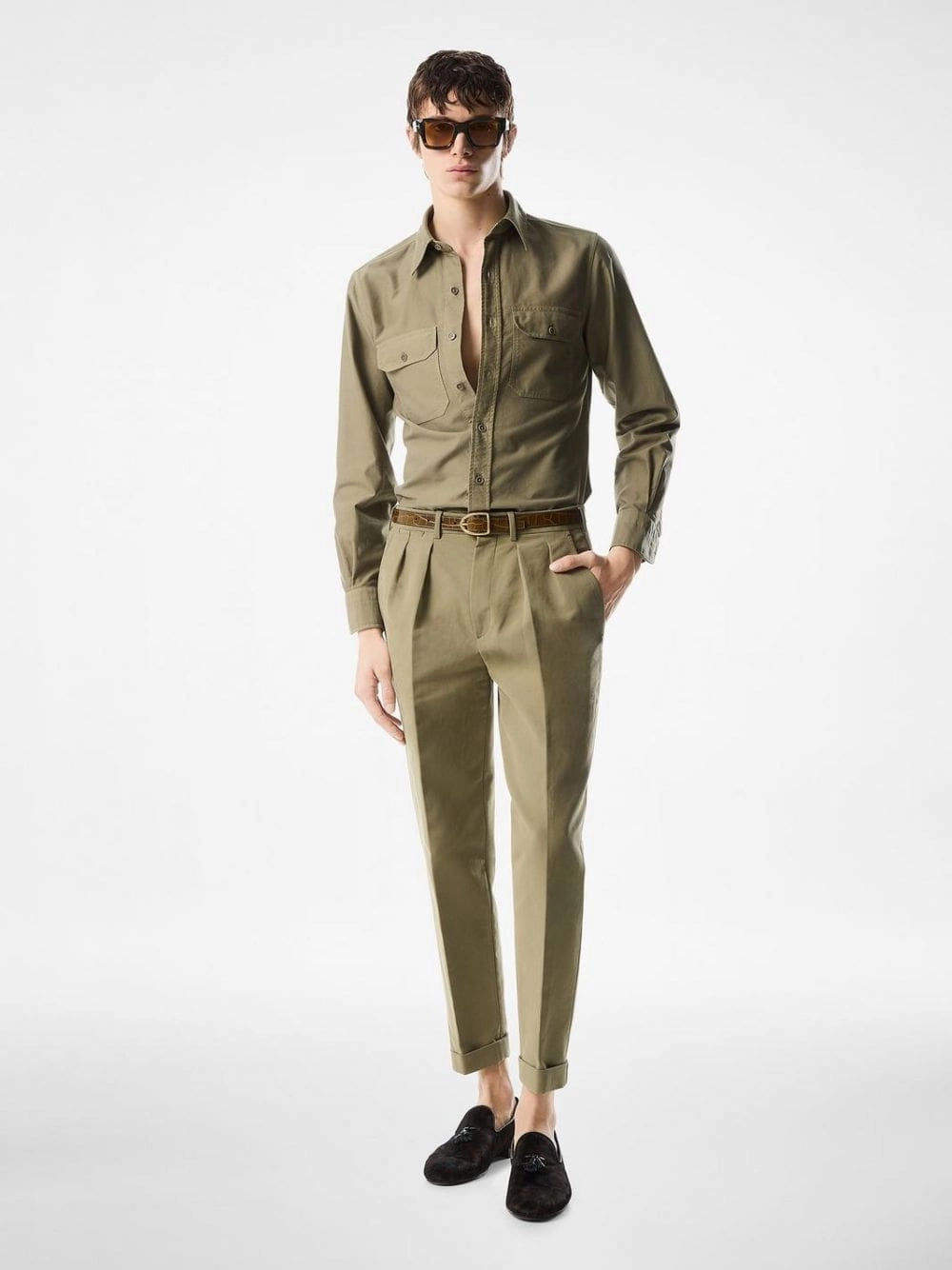 Olive Cotton Satin Pants Bottoms Mens - cheap mens shorts online