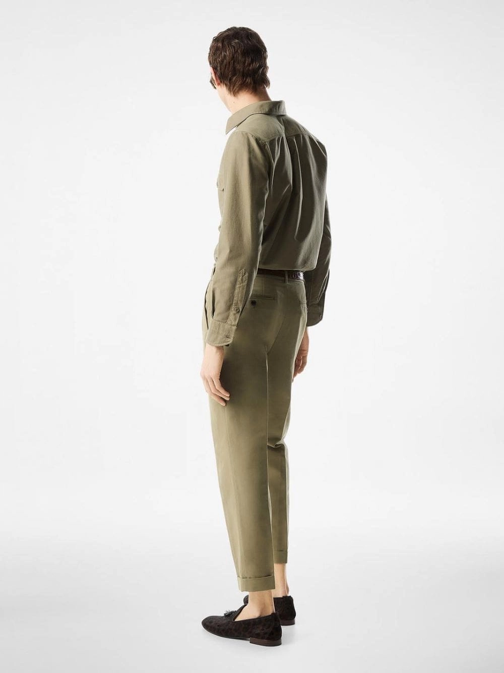 Olive Cotton Satin Pants