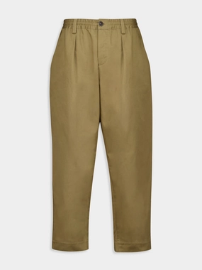 Olive Gabardine Cropped Trousers Bottoms Mens - cheap mens shorts online