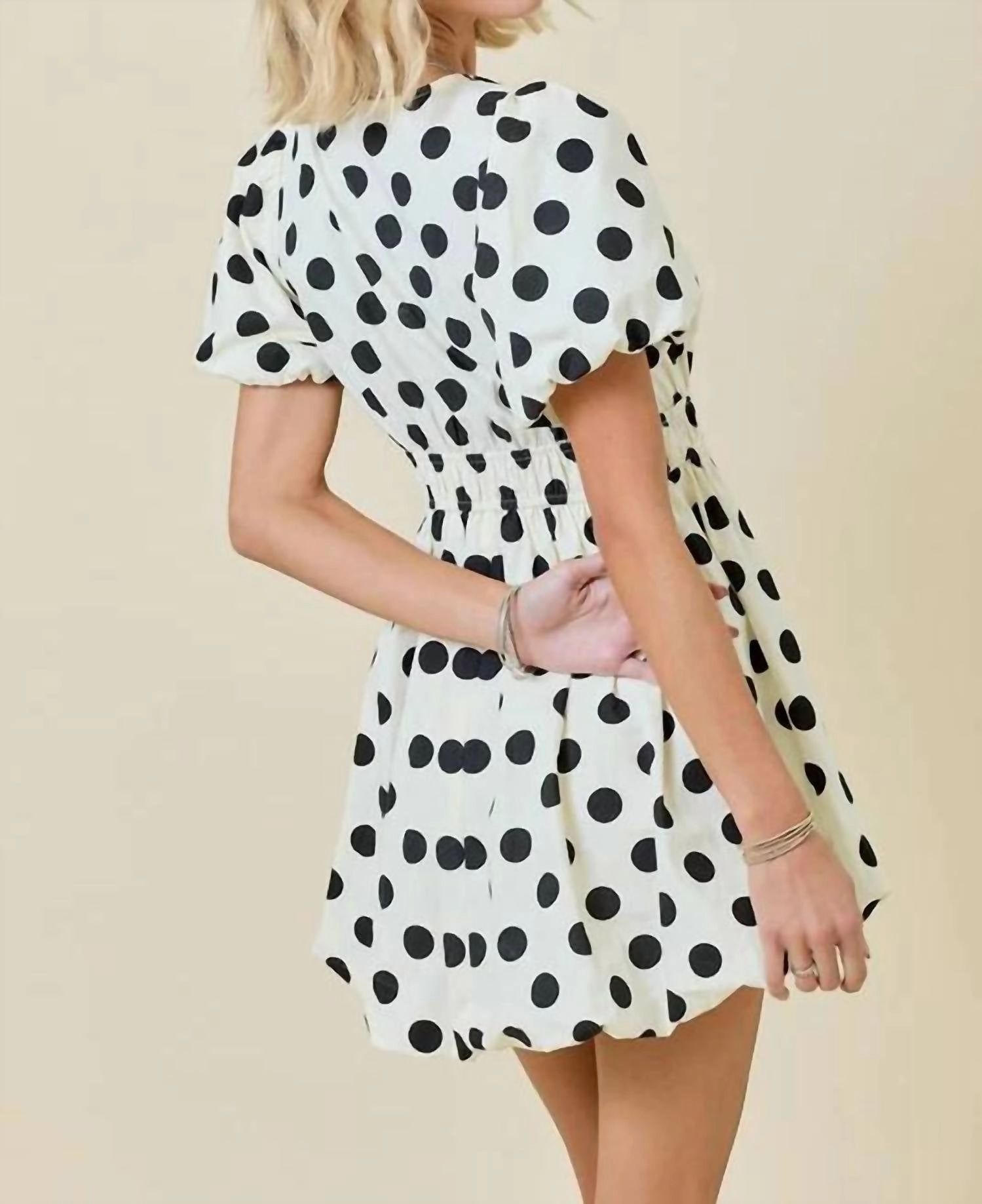 On The Dot Mini Dress In White/black