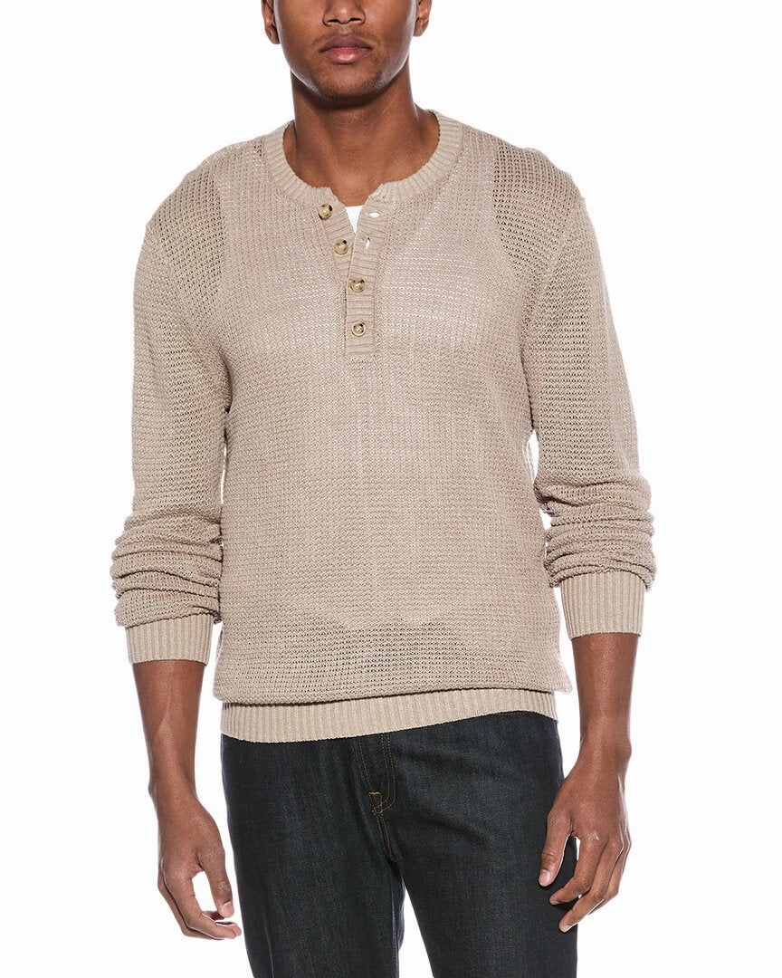 Onia Linen Henley Sweater chunky knit discount