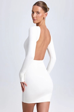 Open-Back Bodycon Mini Dress in White Dresses outlet online