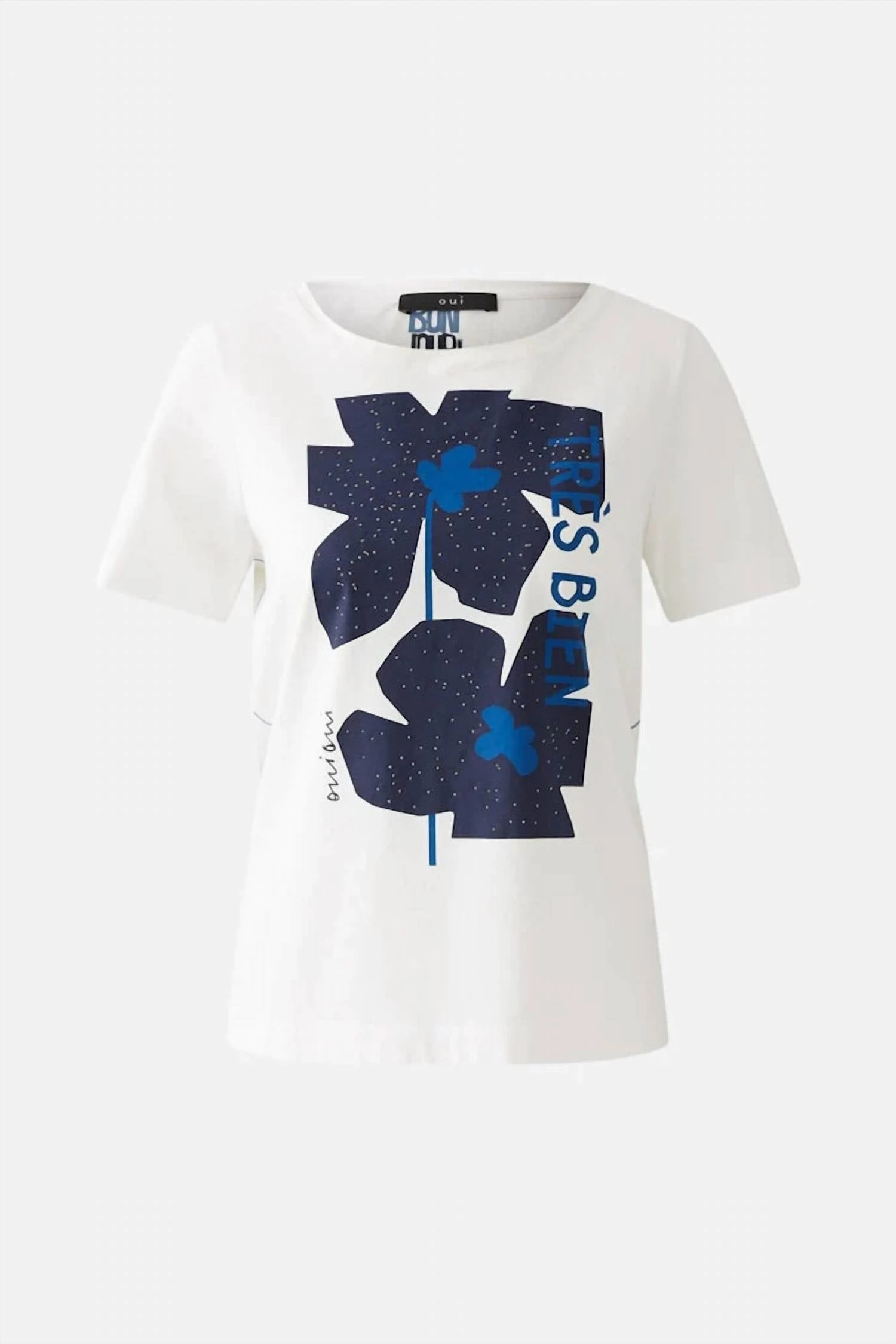 Optic Tshirt In White With Blue Detail