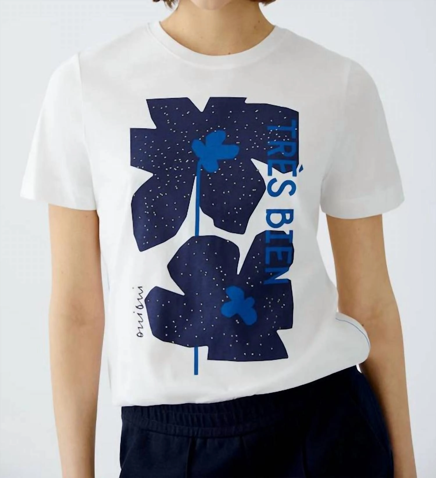 Optic Tshirt In White With Blue Detail
