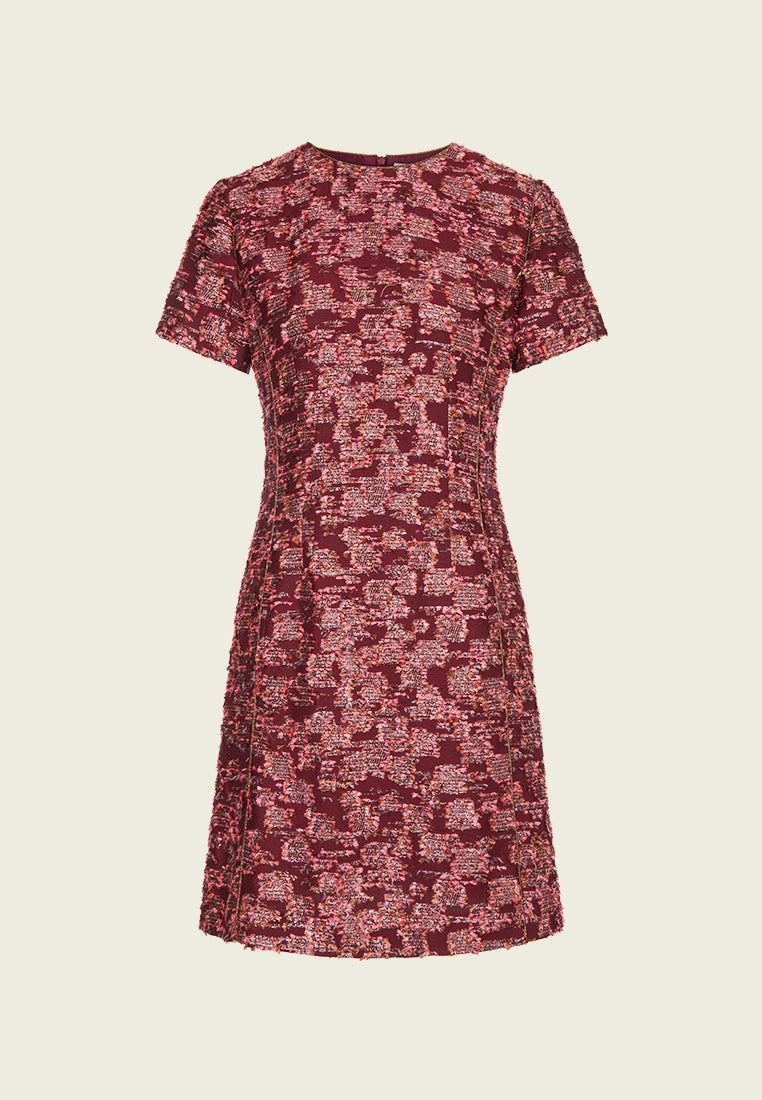 Orange Lurex Tweed Short Sleeves Dress