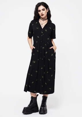 Osmunda Fern Embroidered Midi Shirt Dress Dresses Womens - women's dresses clearance