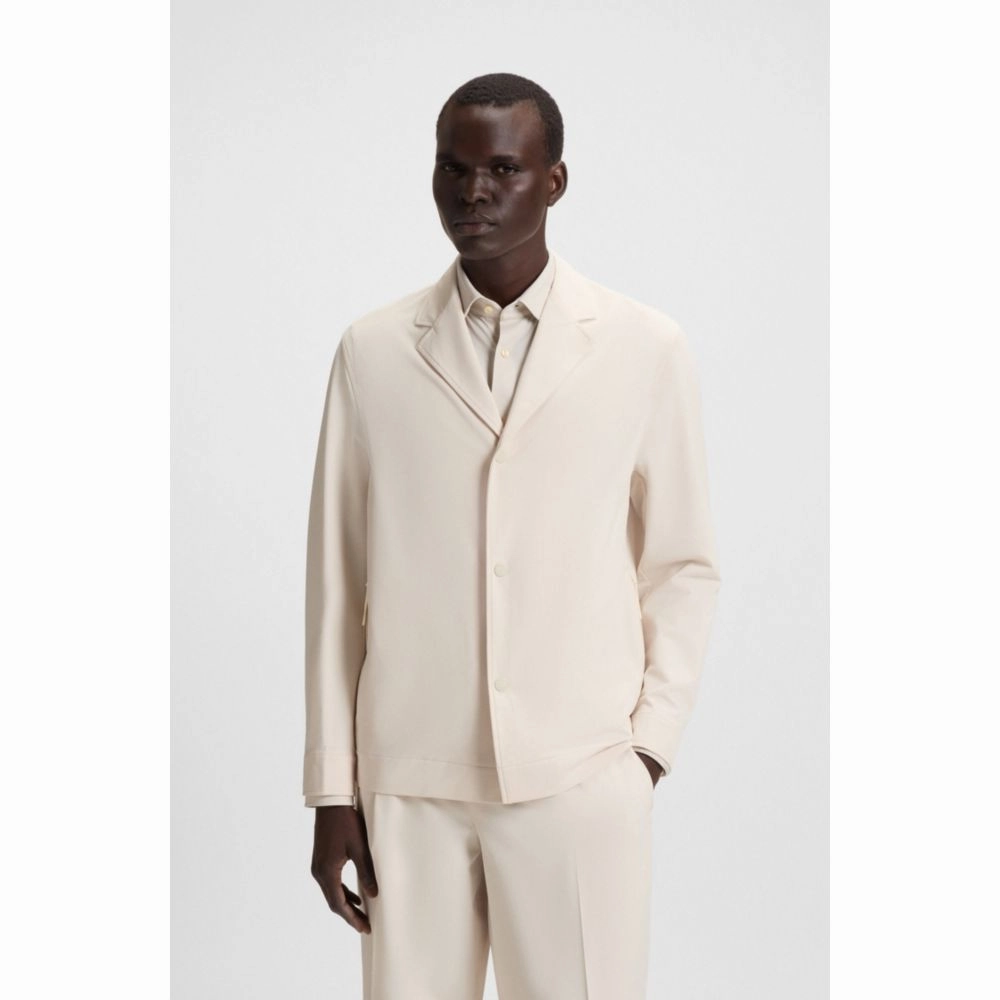 Packable relaxed-fit overshirt in performance-stretch fabric