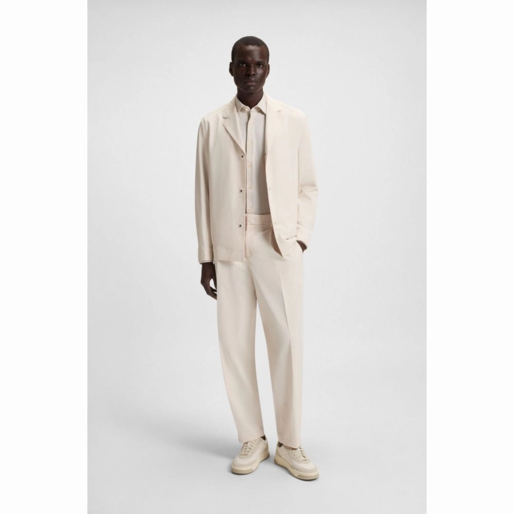 Packable relaxed-fit overshirt in performance-stretch fabric