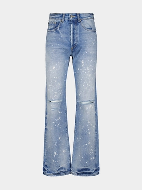 Paint-Splatter Straight Jeans Bottoms Mens - cheap mens shorts online