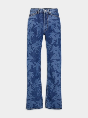 Palmity Palm Tree-Print Jeans Bottoms Mens - cheap mens shorts online
