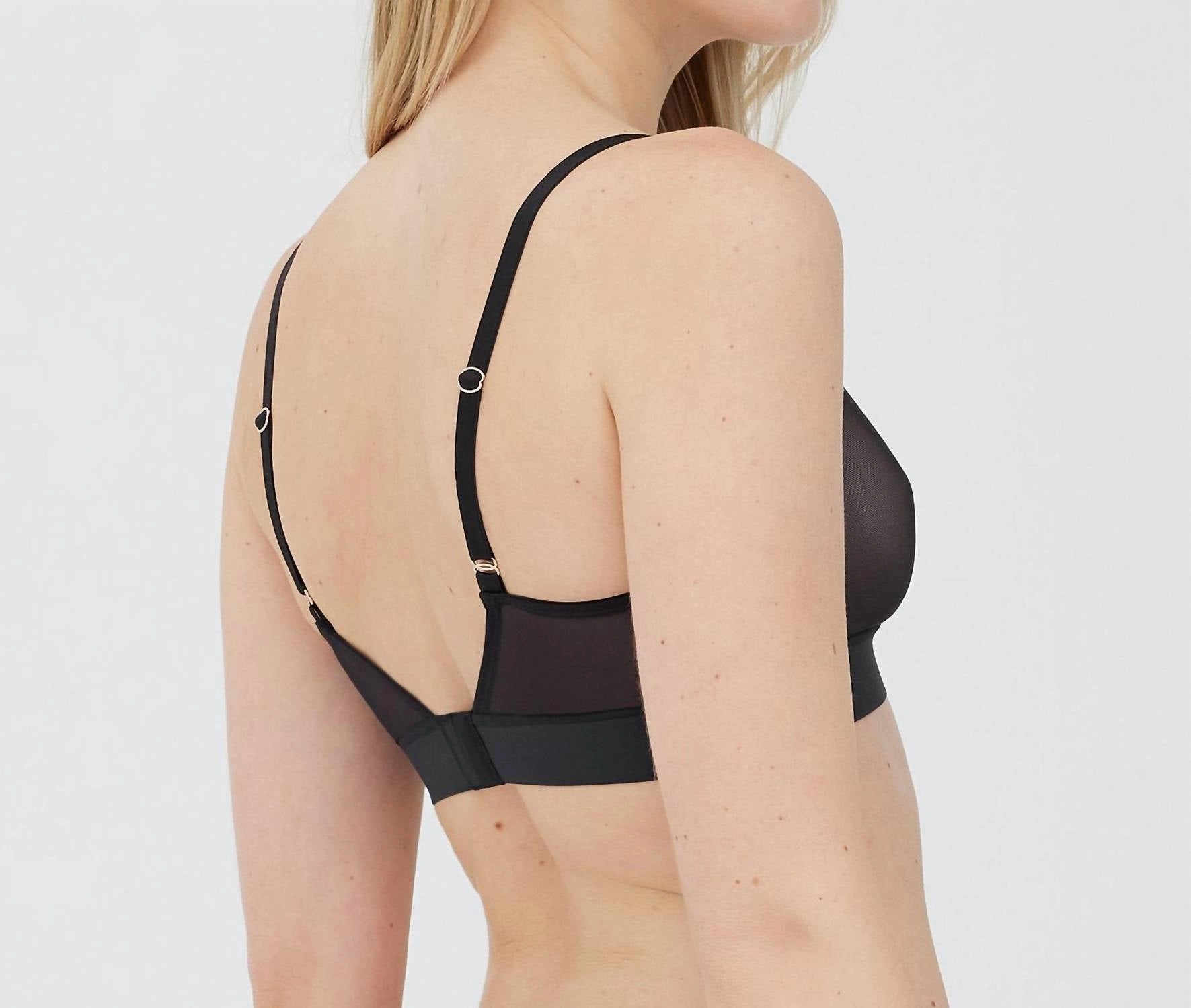 Passion Mesh Plunge Wireless Bra In Black
