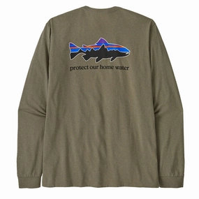 Patagonia L/S Home Water Trout Responsibili-Tee River Rock Green henley shirts online
