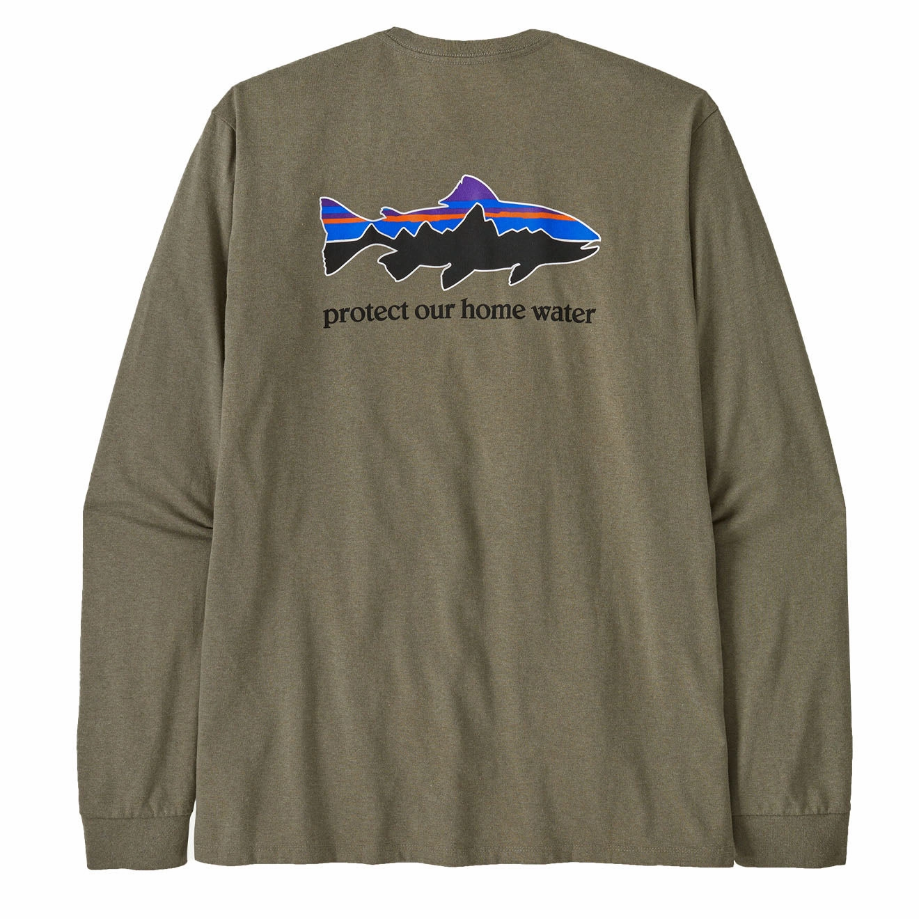 Patagonia L/S Home Water Trout Responsibili-Tee River Rock Green henley shirts online