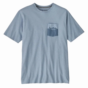 Patagonia Wild Waterline Pocket Responsibili-Tee Steam Blue henley shirts online