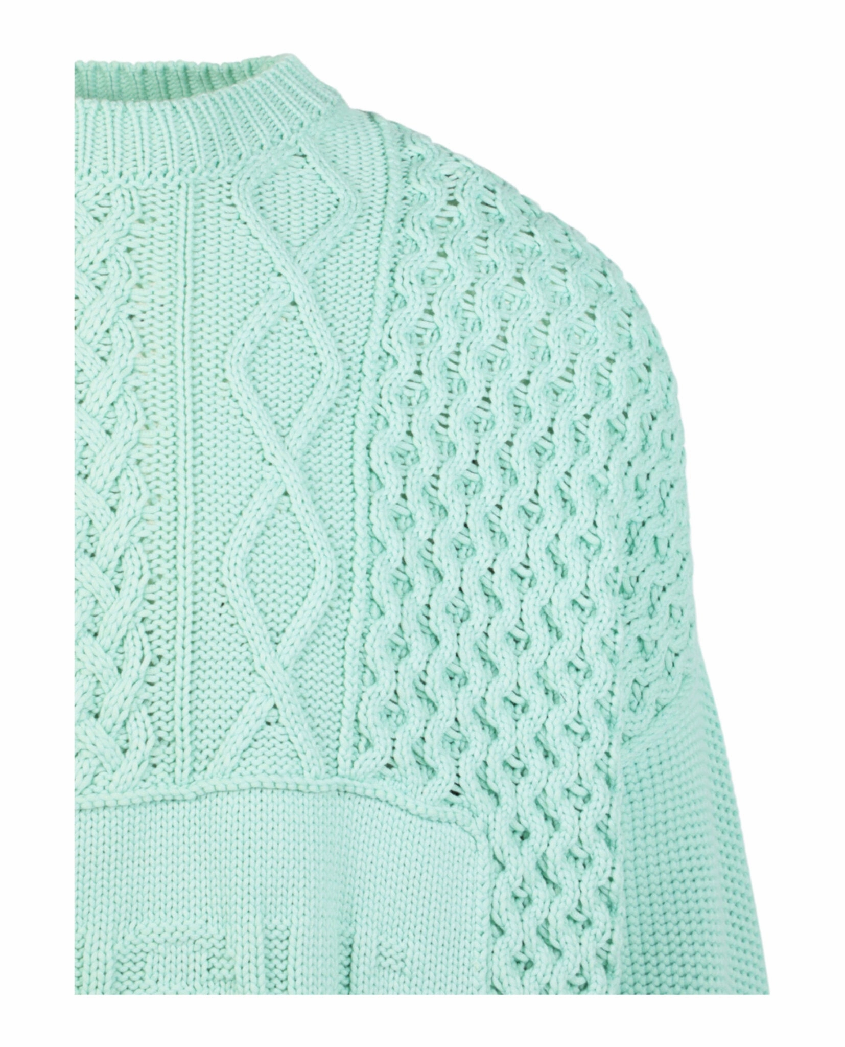 Patchwork Knit Crewneck Sweater