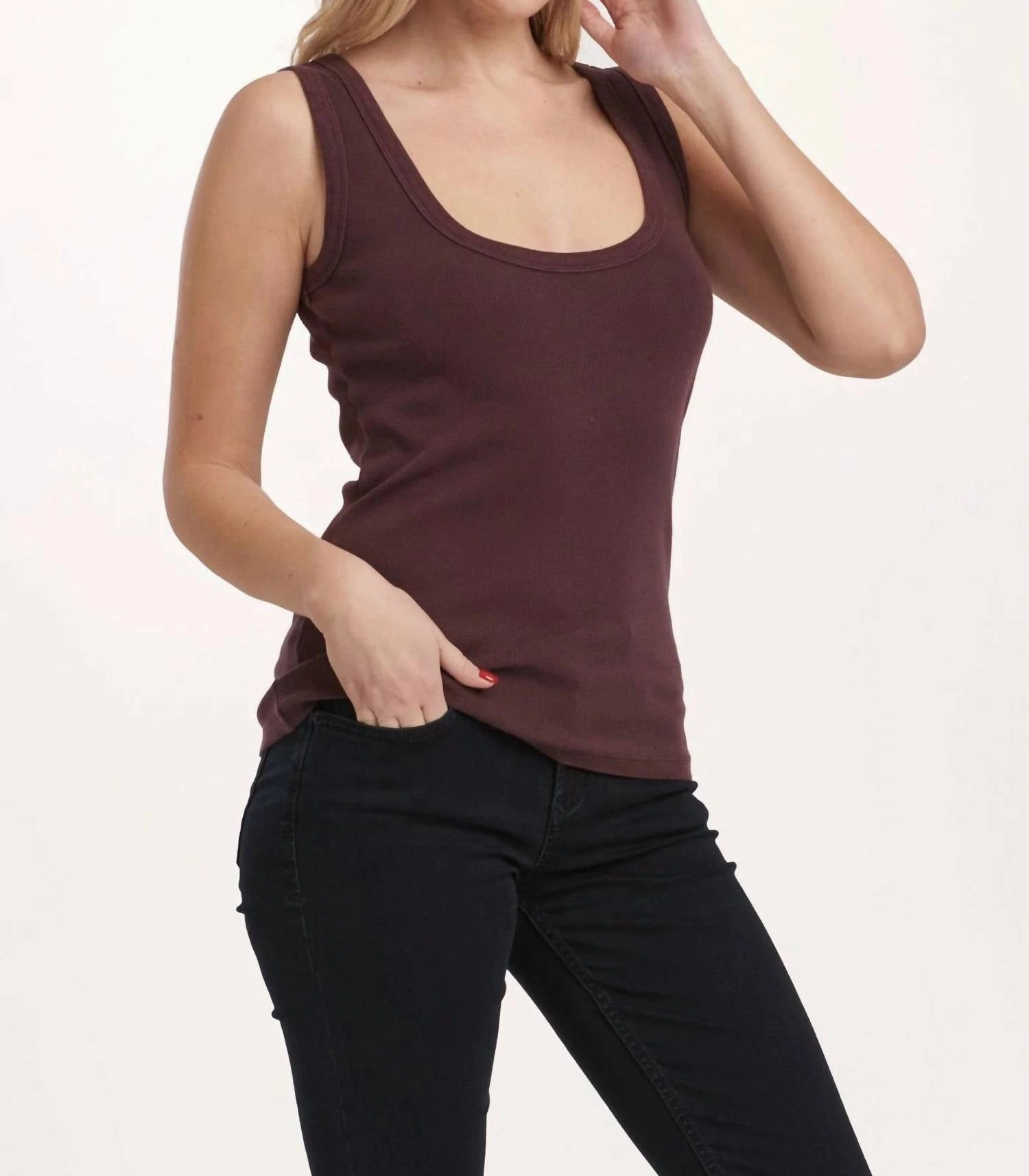 Paula Scoop Neck Tank In Plum