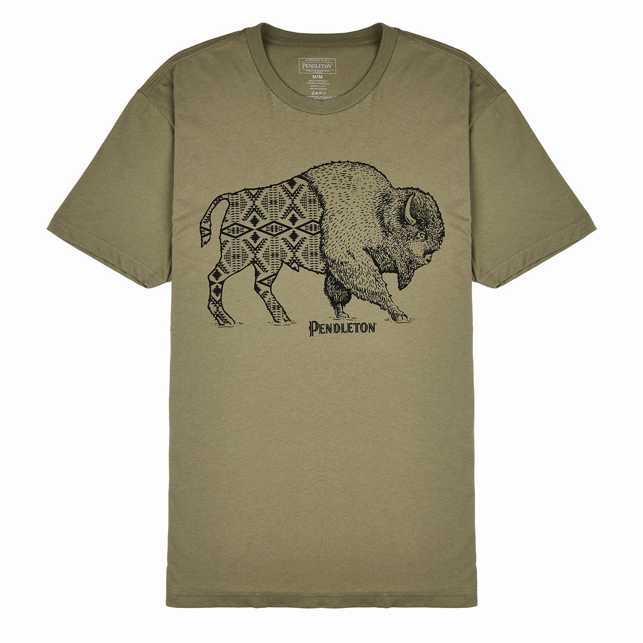 Pendleton Jacquard Bison Graphic Tee Light Olive / Black henley shirts online