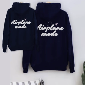 Personalised Airplane Mode Matching Front & Back Logo Hoodies Holiday Collection - holiday outfits clearance