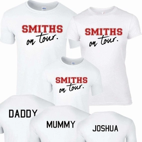 Personalised Family On Tour Tees (MRK X) Holiday Collection - vacation wear sale
