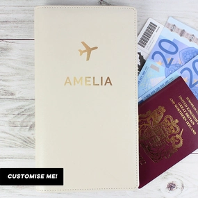 Personalised Gold Name Travel Document Holder (MRK-iD) Holiday Collection - holiday outfits clearance