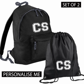 Personalised Initial Varsity Junior Backpack & Gymbag Set (MRK X) Holiday Collection - holiday outfits clearance