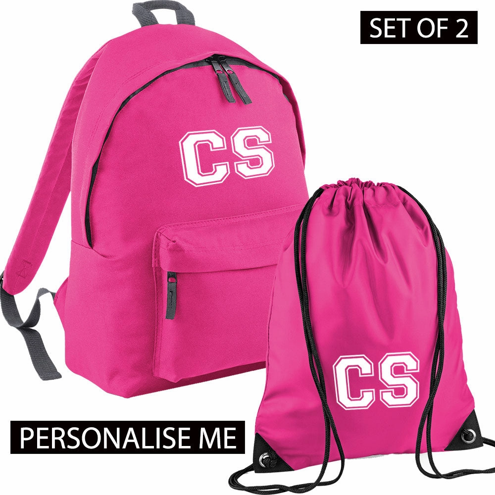 Personalised Initial Varsity Junior Backpack & Gymbag Set (MRK X)