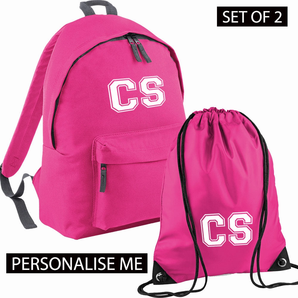 Personalised Initial Varsity Junior Backpack & Gymbag Set (MRK X)