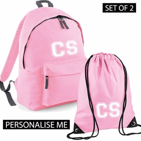 Personalised Initial Varsity Junior Backpack & Gymbag Set (MRK X) Holiday Collection - holiday outfits clearance