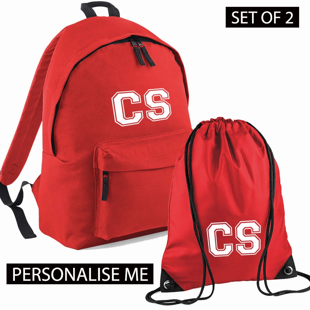 Personalised Initial Varsity Junior Backpack & Gymbag Set (MRK X)