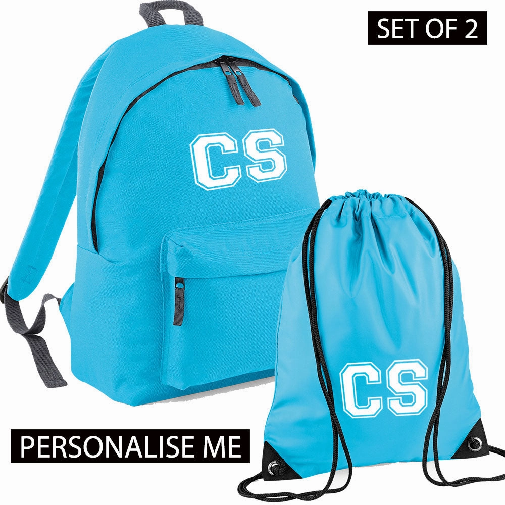 Personalised Initial Varsity Junior Backpack & Gymbag Set (MRK X)