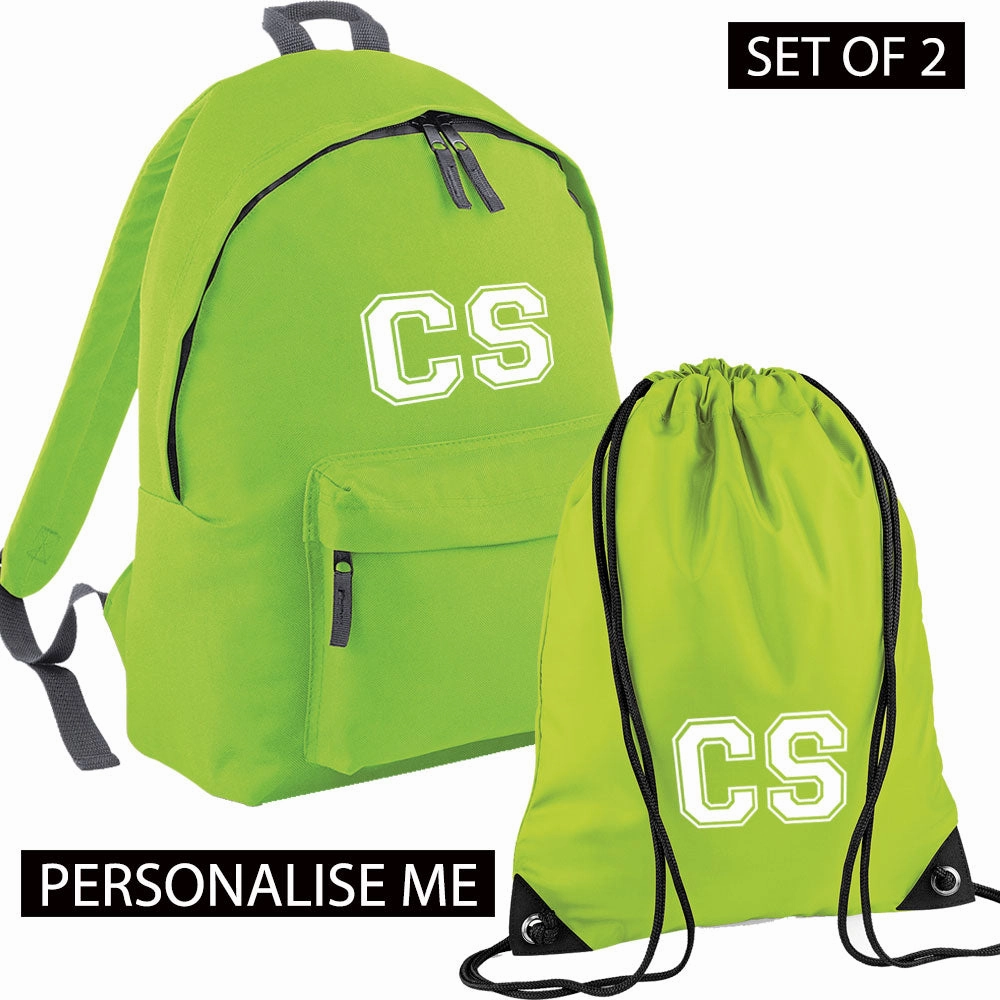 Personalised Initial Varsity Junior Backpack & Gymbag Set (MRK X)